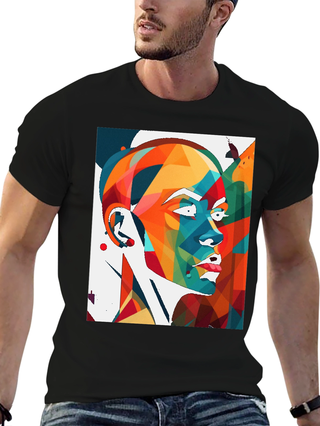 Abstract Geometric Woman Black T-Shirt