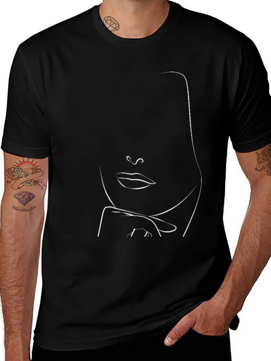 Abstract Face Line Art Graphic T-Shirt