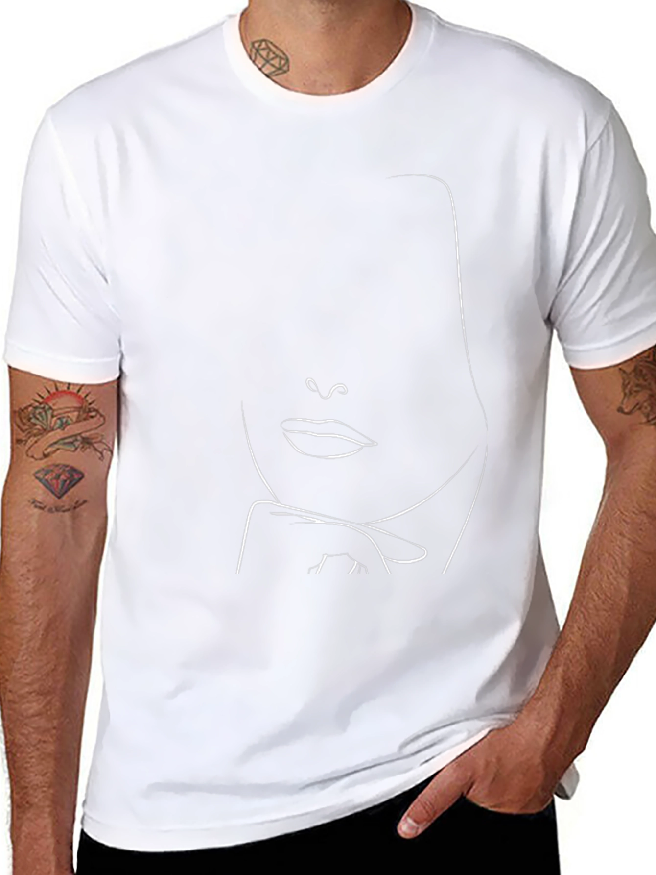 Abstract Face Line Art Graphic T-Shirt