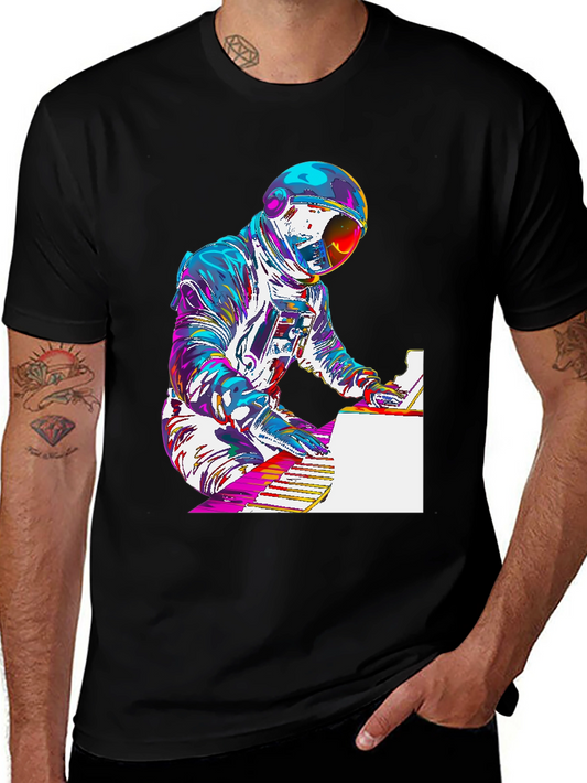 Astronaut Piano Player Graphic T-Shirt