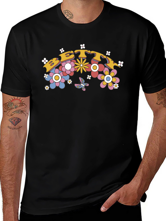 Retro Floral Graphic Tee - Black