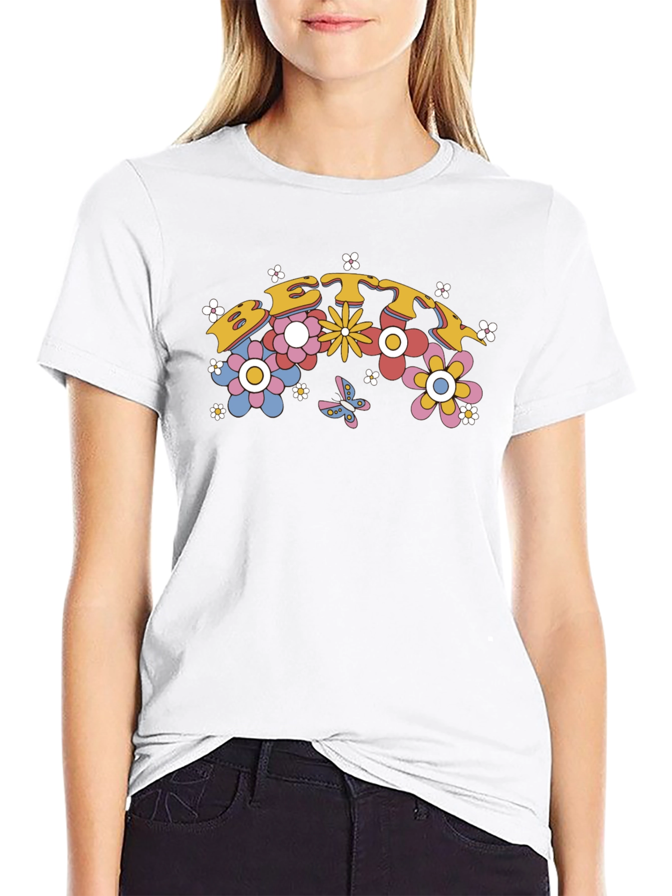 Retro Floral Graphic Tee - Black