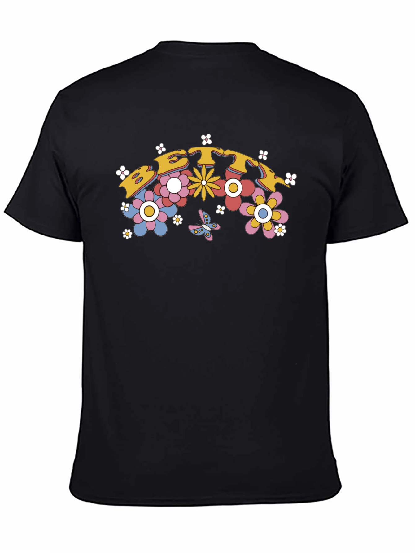Retro Floral Graphic Tee - Black