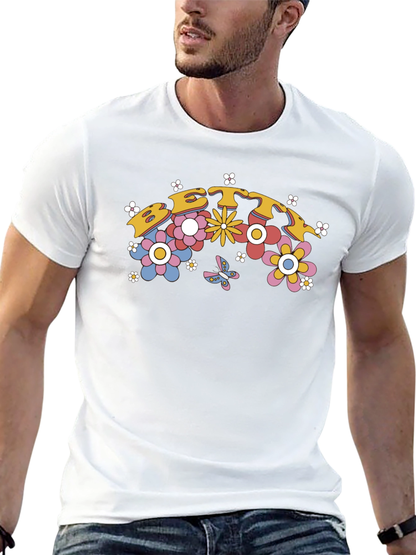 Retro Floral Graphic Tee - Black