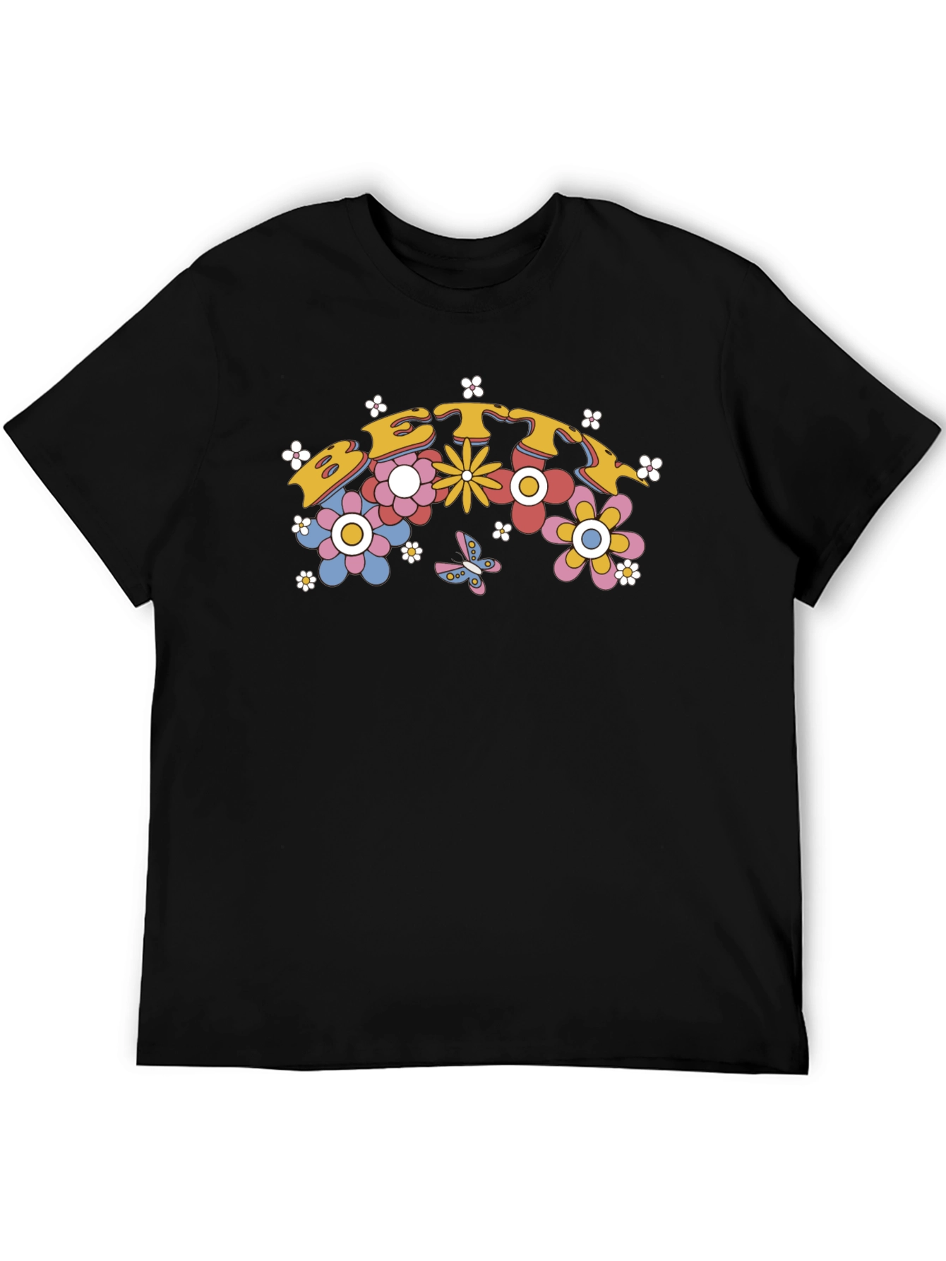 Retro Floral Graphic Tee - Black