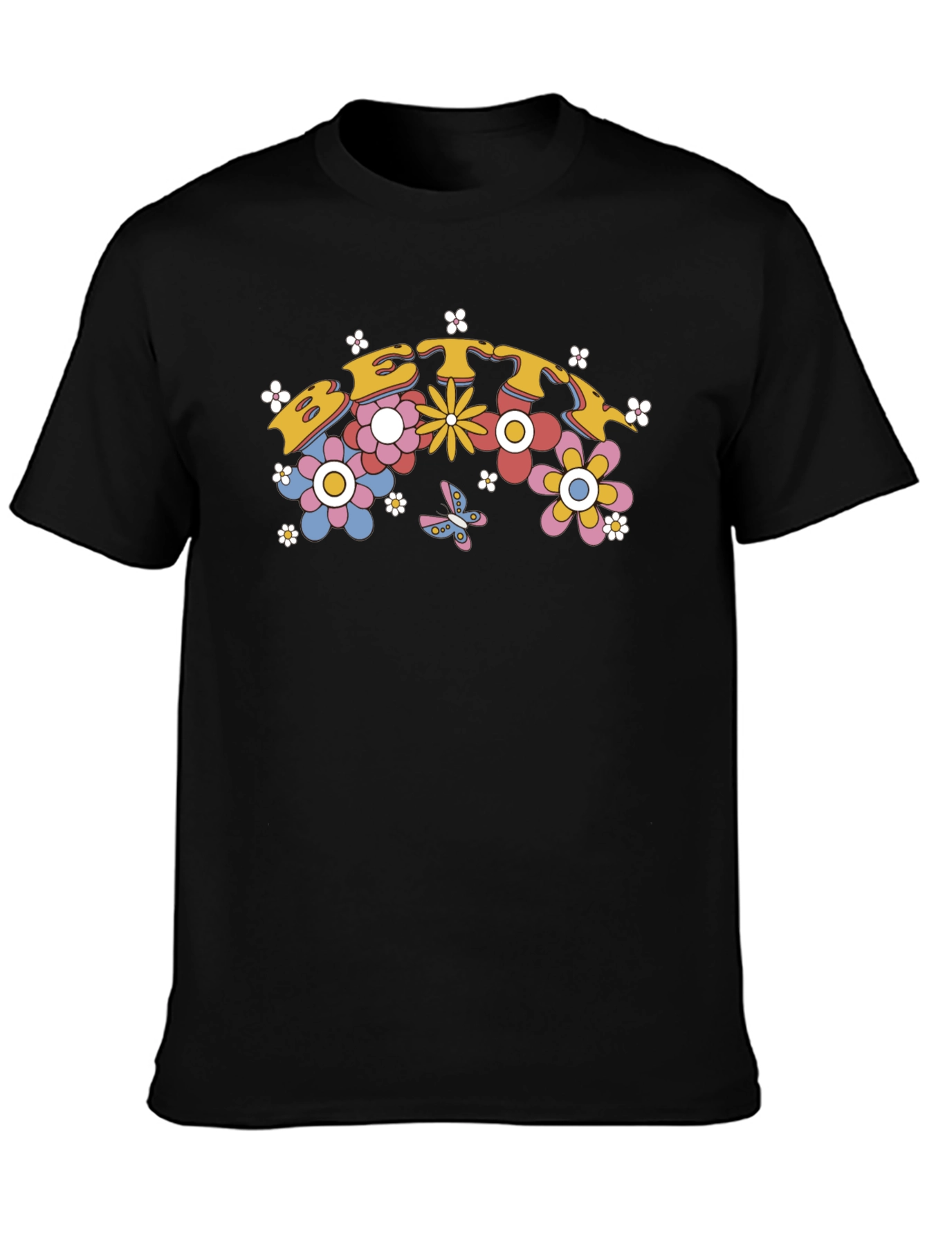 Retro Floral Graphic Tee - Black