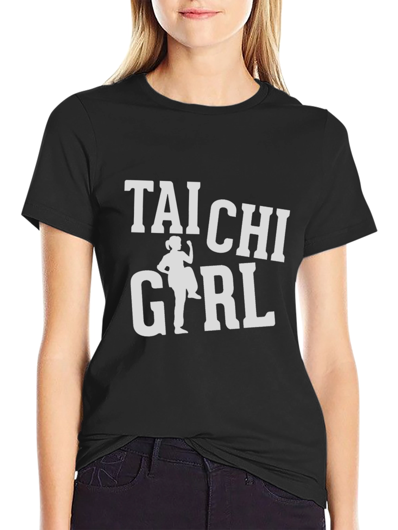 Tai Chi Girl Black Graphic T-Shirt