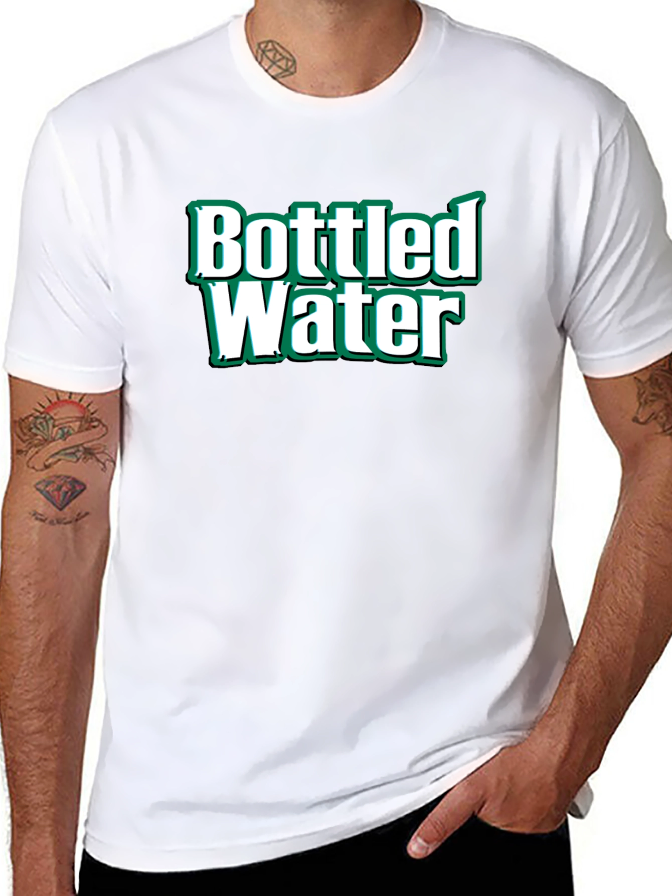 Bottled Water Graphic T-Shirt - Black Cotton Tee