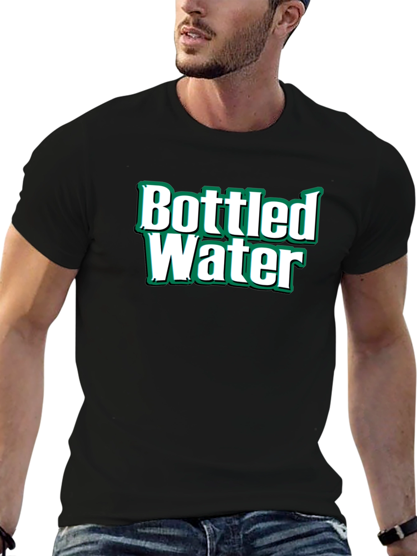 Bottled Water Graphic T-Shirt - Black Cotton Tee