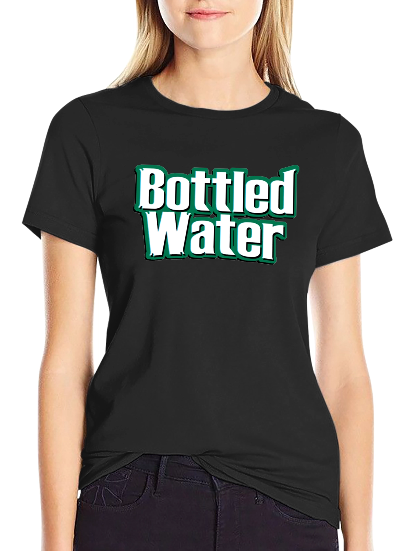 Bottled Water Graphic T-Shirt - Black Cotton Tee