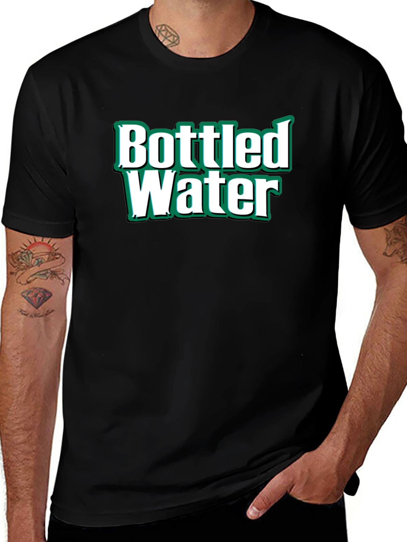 Bottled Water Graphic T-Shirt - Black Cotton Tee