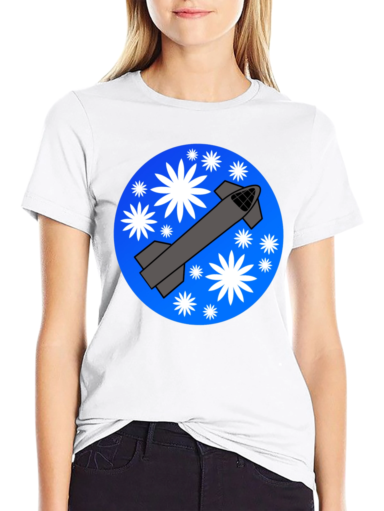 Space Rocket Graphic T-Shirt - Starry Launch Design