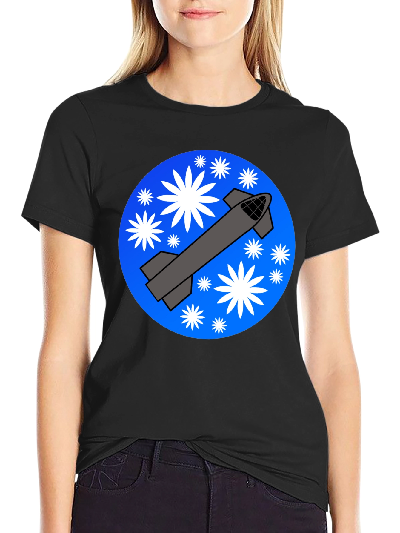 Space Rocket Graphic T-Shirt - Starry Launch Design