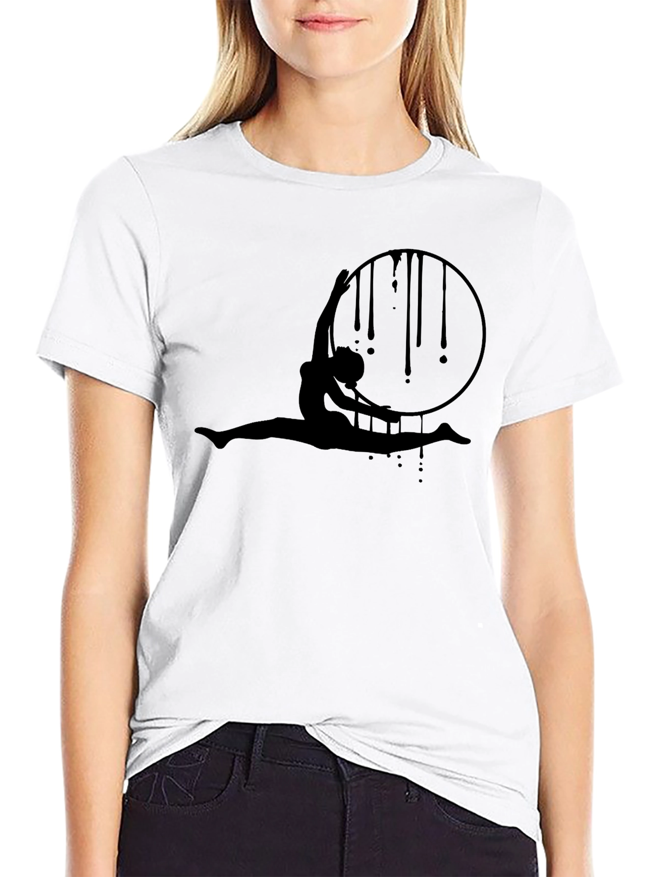 Aerialist Black T-Shirt - Acrobat Hoop Design