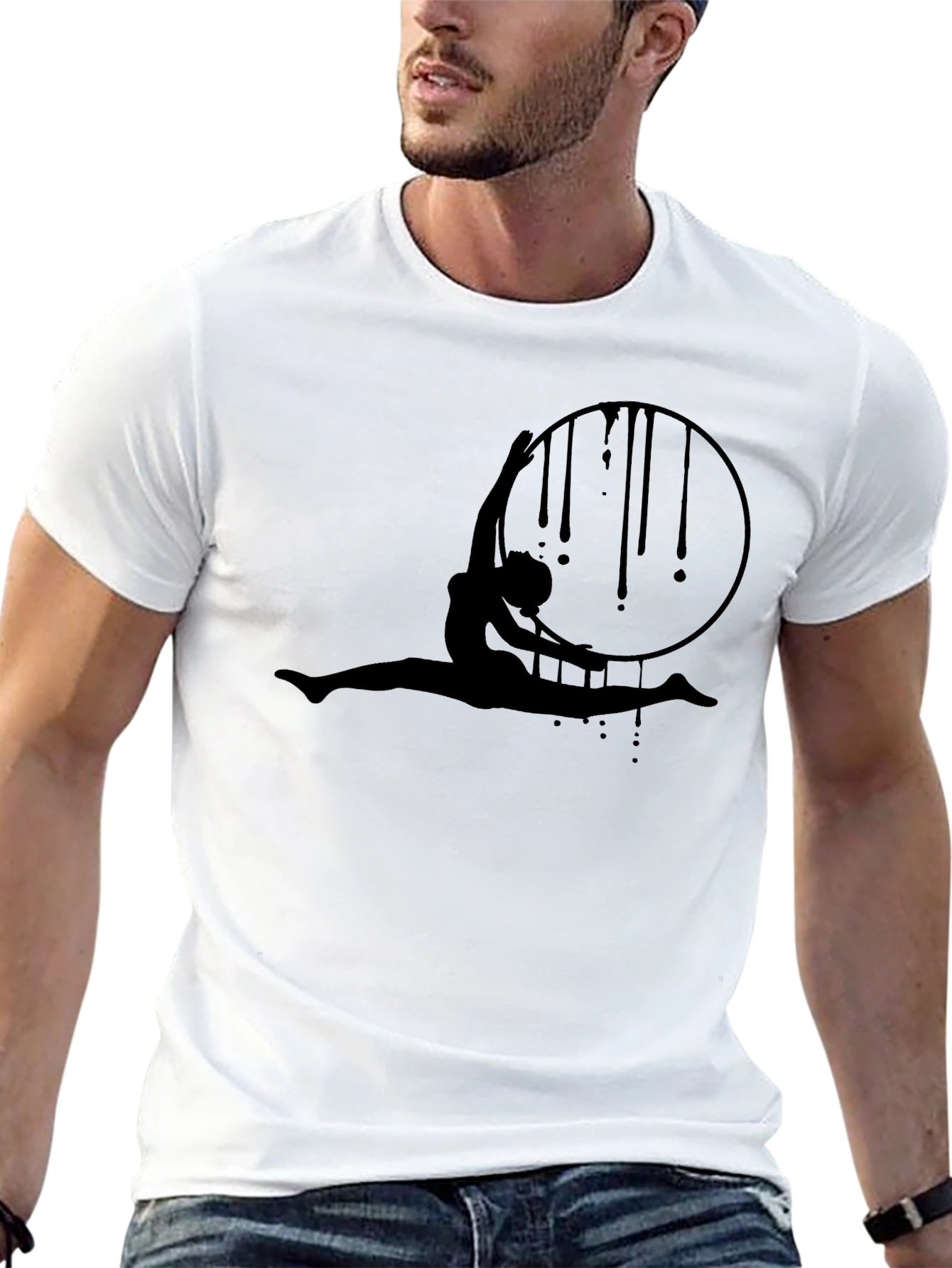Aerialist Black T-Shirt - Acrobat Hoop Design