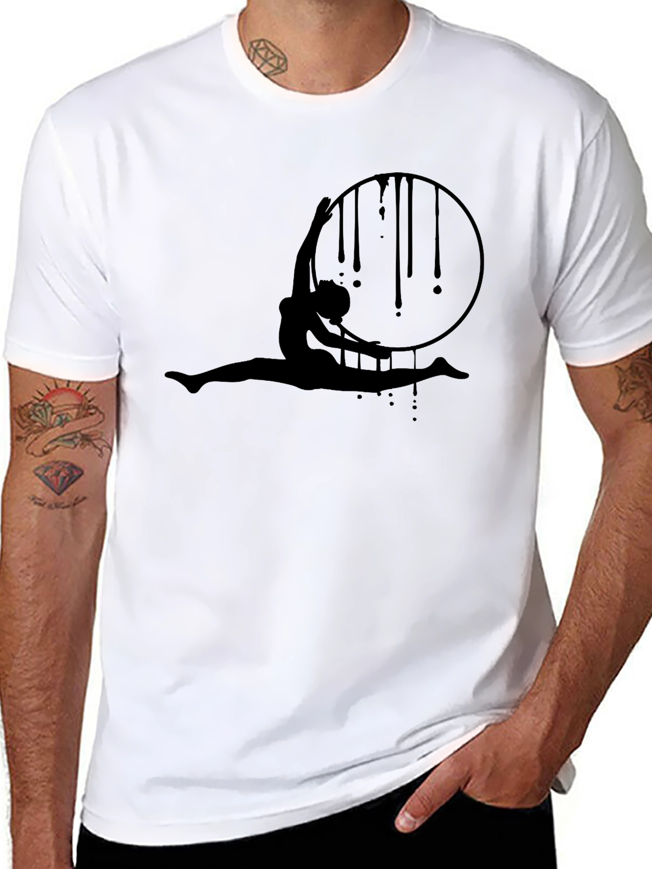 Aerialist Black T-Shirt - Acrobat Hoop Design
