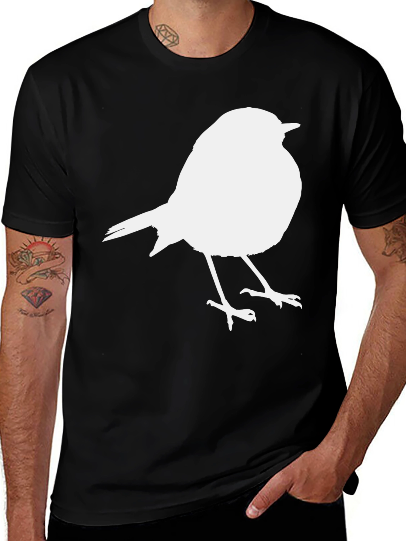 Bird Graphic Print Crew Neck T-Shirt