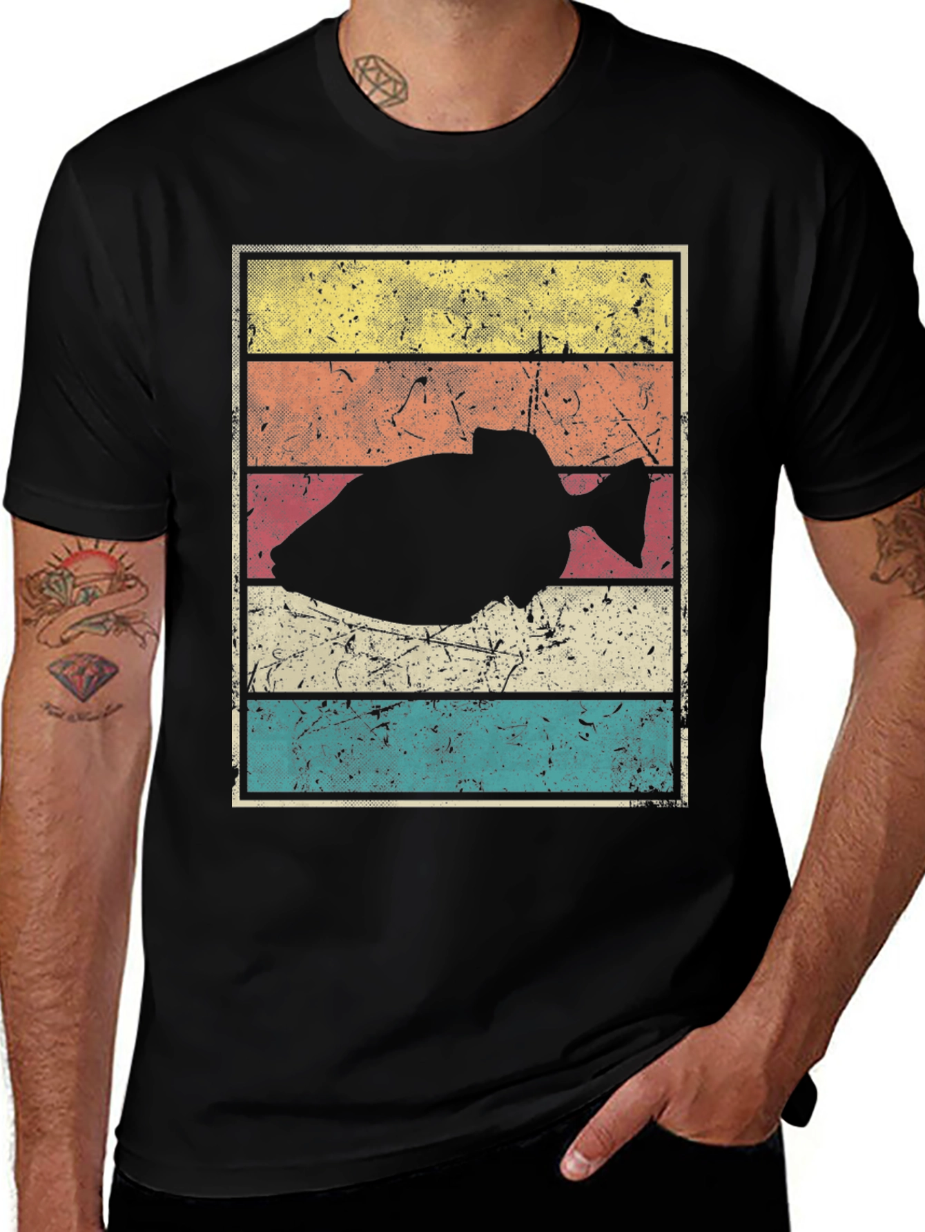 Retro Triggerfish Graphic Tee - Black