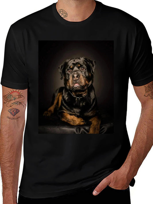 Rottweiler Dog Portrait Black T-Shirt