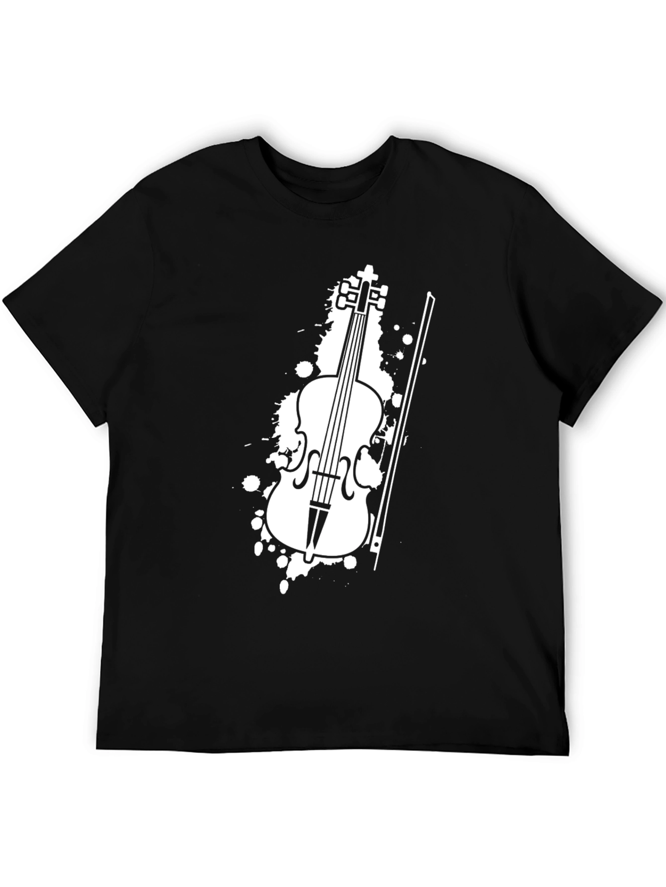 Violin Graphic Tee - Black Cotton T-Shirt