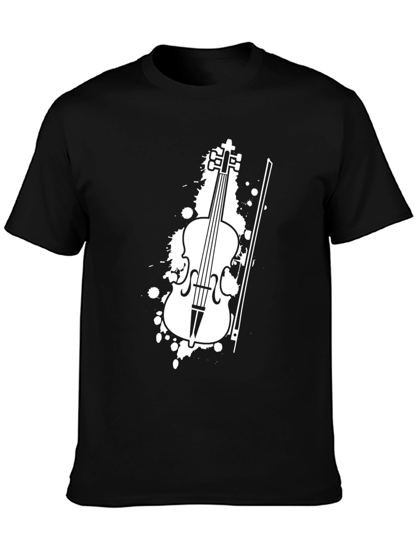 Violin Graphic Tee - Black Cotton T-Shirt