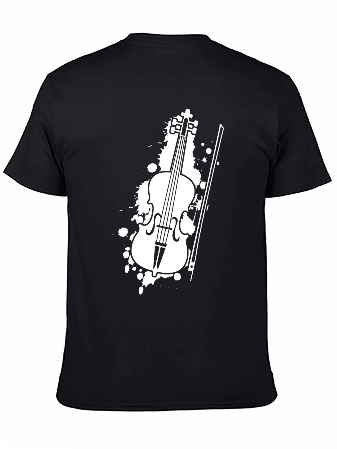 Violin Graphic Tee - Black Cotton T-Shirt