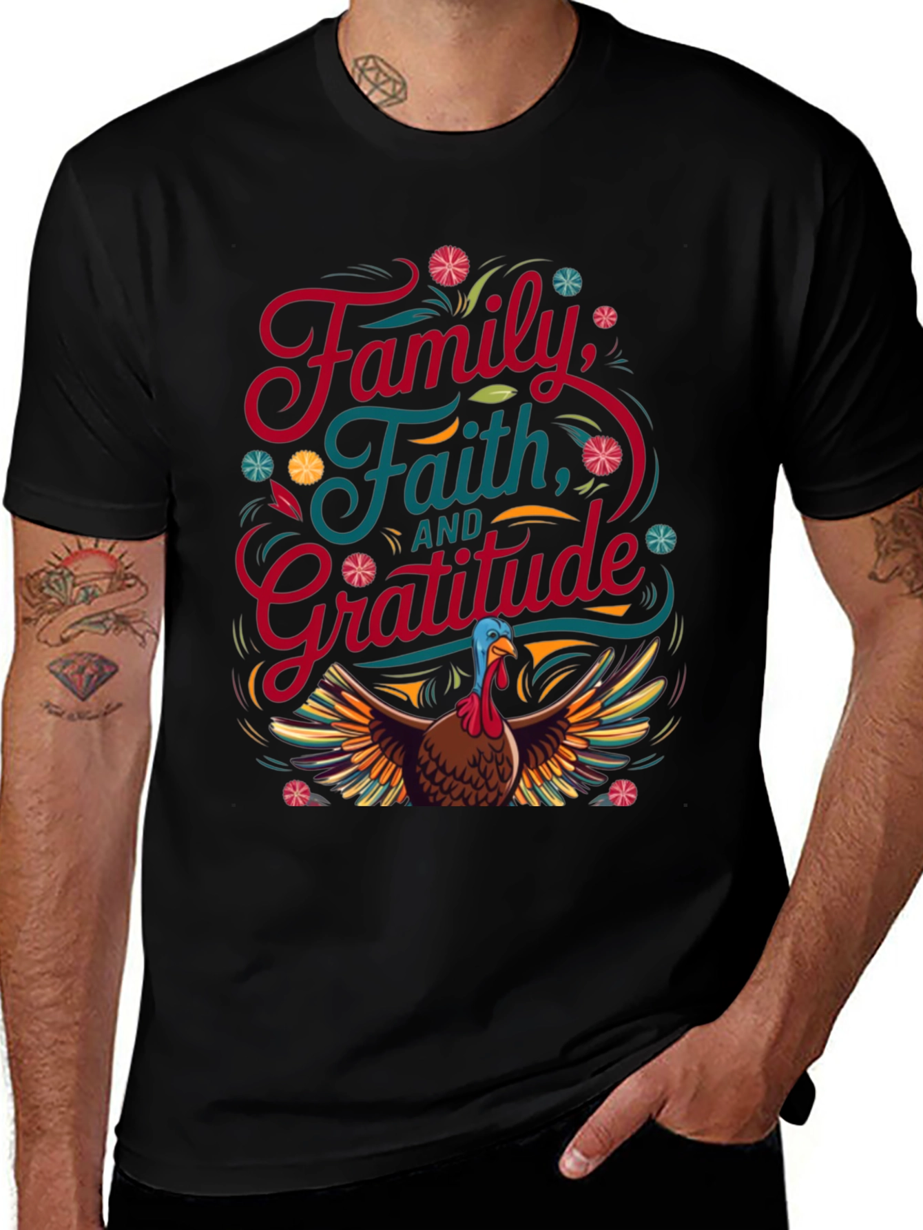Thanksgiving Family Faith Gratitude Turkey T-Shirt