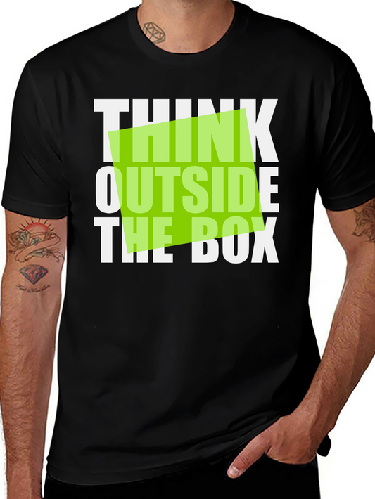 Think Outside the Box Graphic Tee - Black Cotton T-Shirt