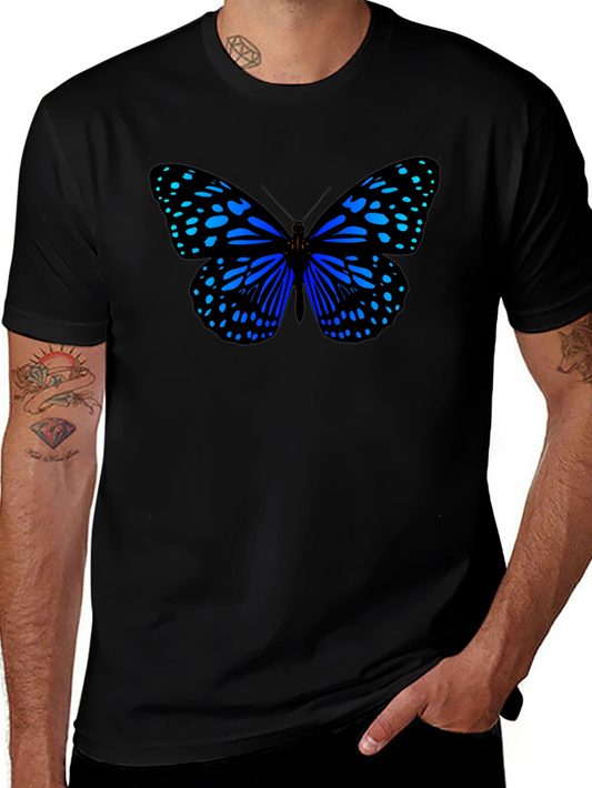 Blue Butterfly Graphic Print T-Shirt