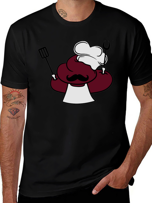 Chef Cartoon Graphic Black T-Shirt