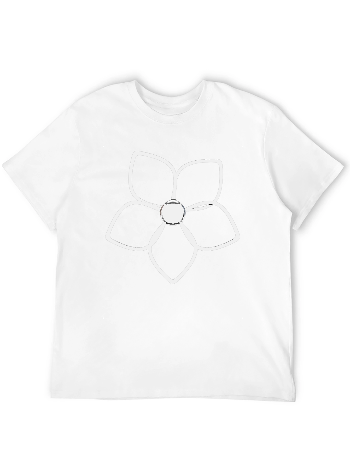 Black T-Shirt with White Flower Graphic