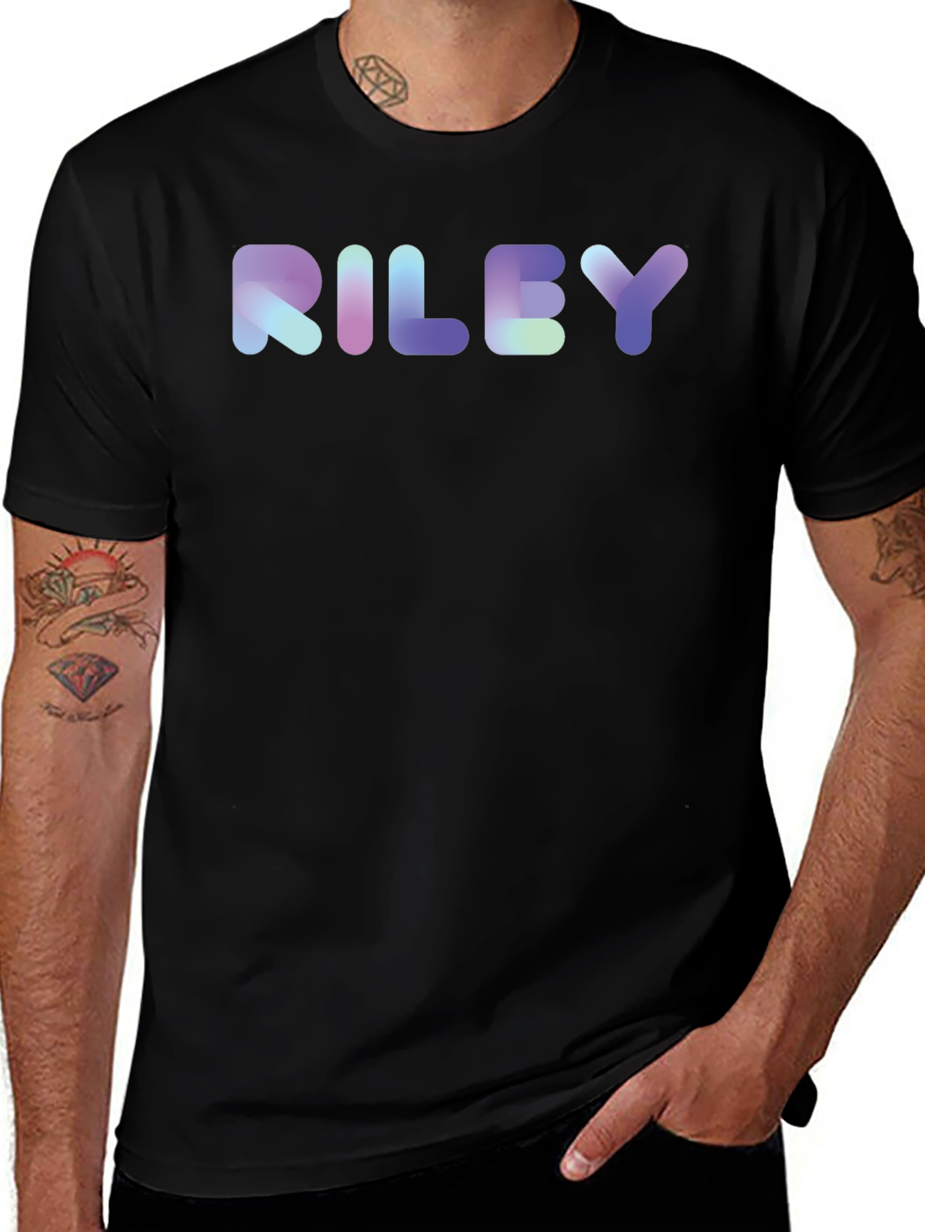 RILEY Gradient Graphic Tee - Stylish Cotton Blend Shirt