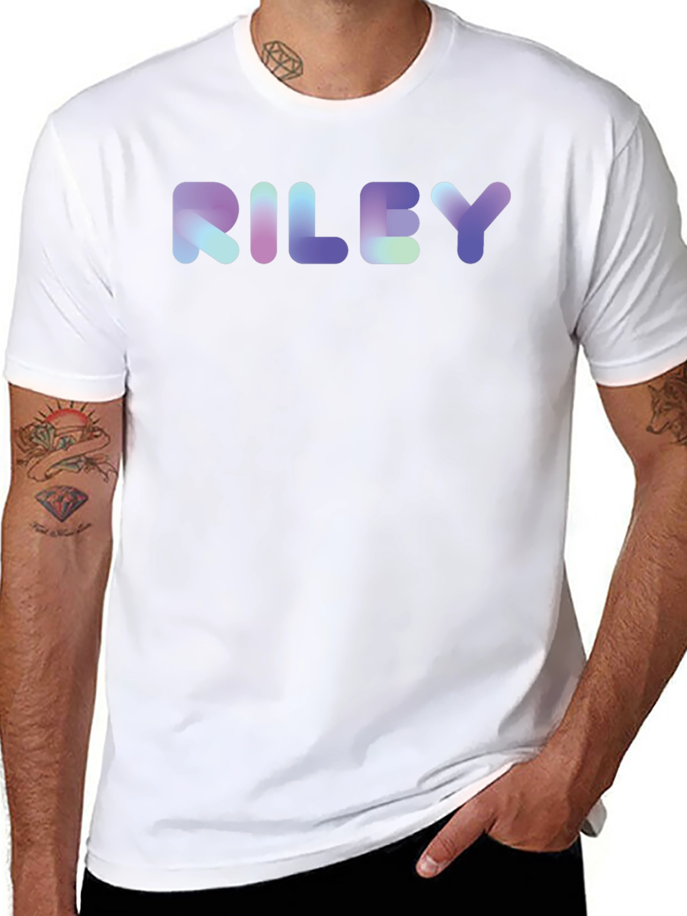 RILEY Gradient Graphic Tee - Stylish Cotton Blend Shirt