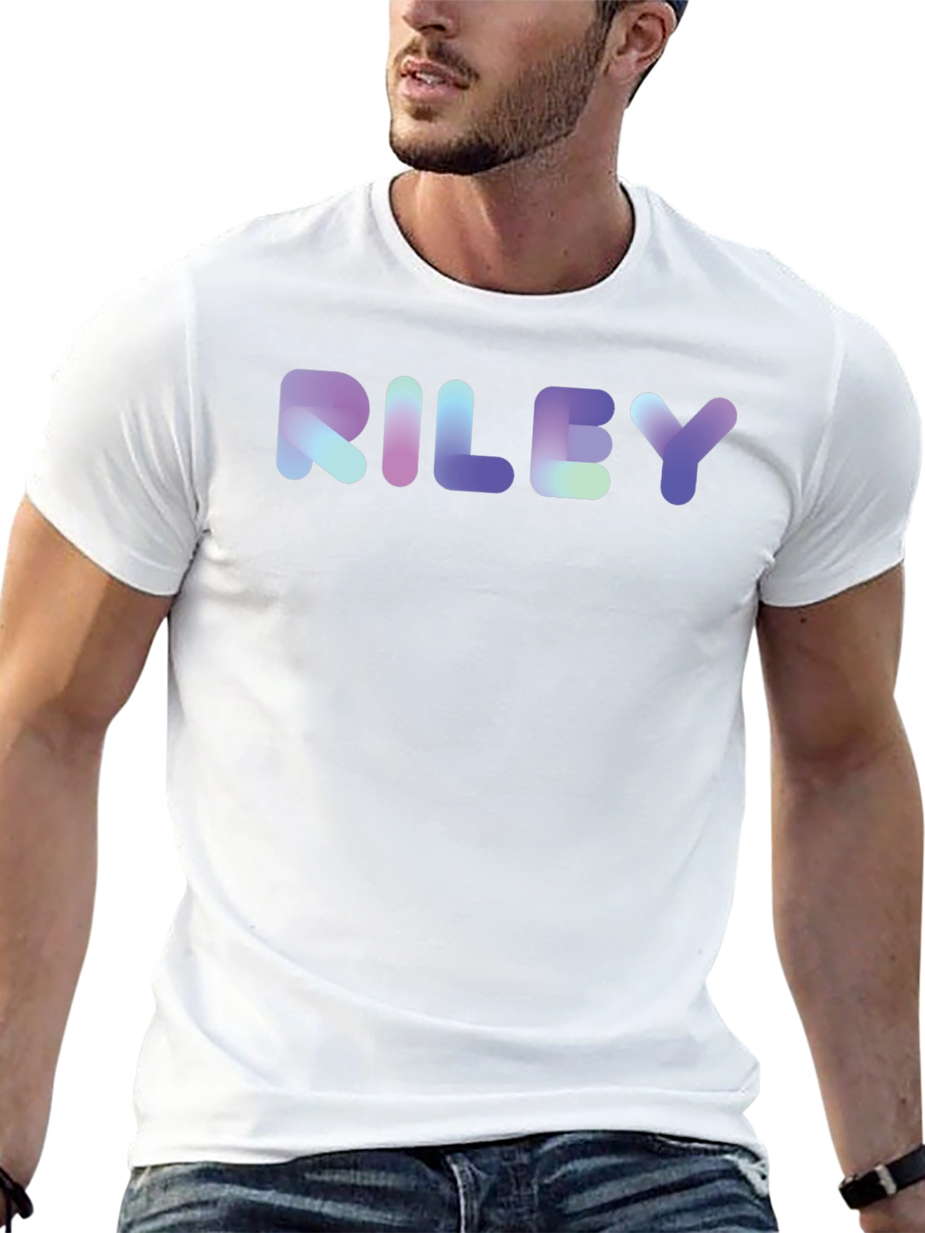 RILEY Gradient Graphic Tee - Stylish Cotton Blend Shirt
