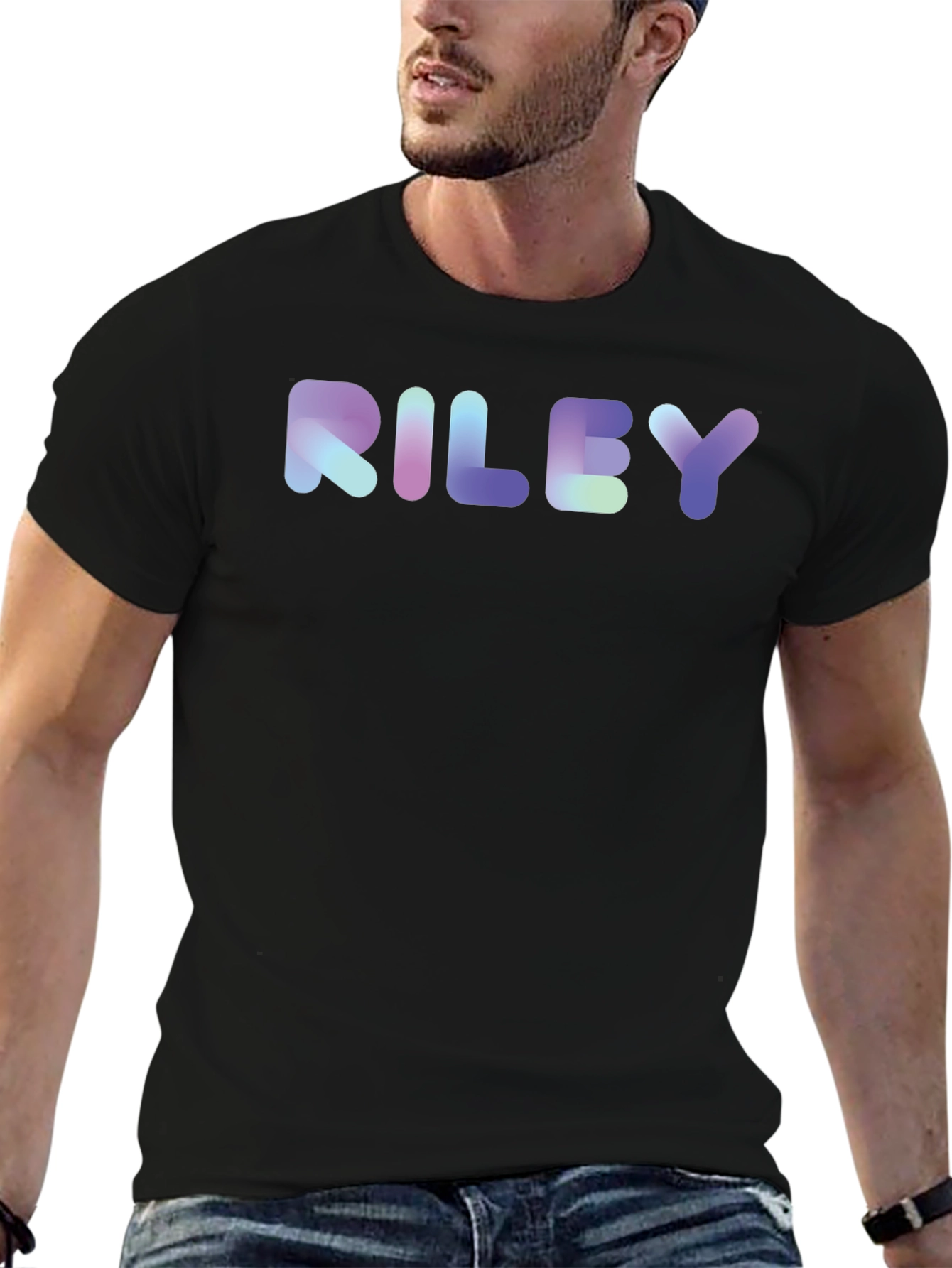 RILEY Gradient Graphic Tee - Stylish Cotton Blend Shirt