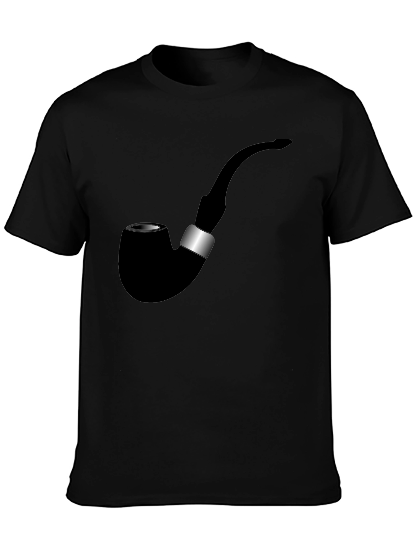 Stylish Black T-Shirt with Smoking Pipe Graphic