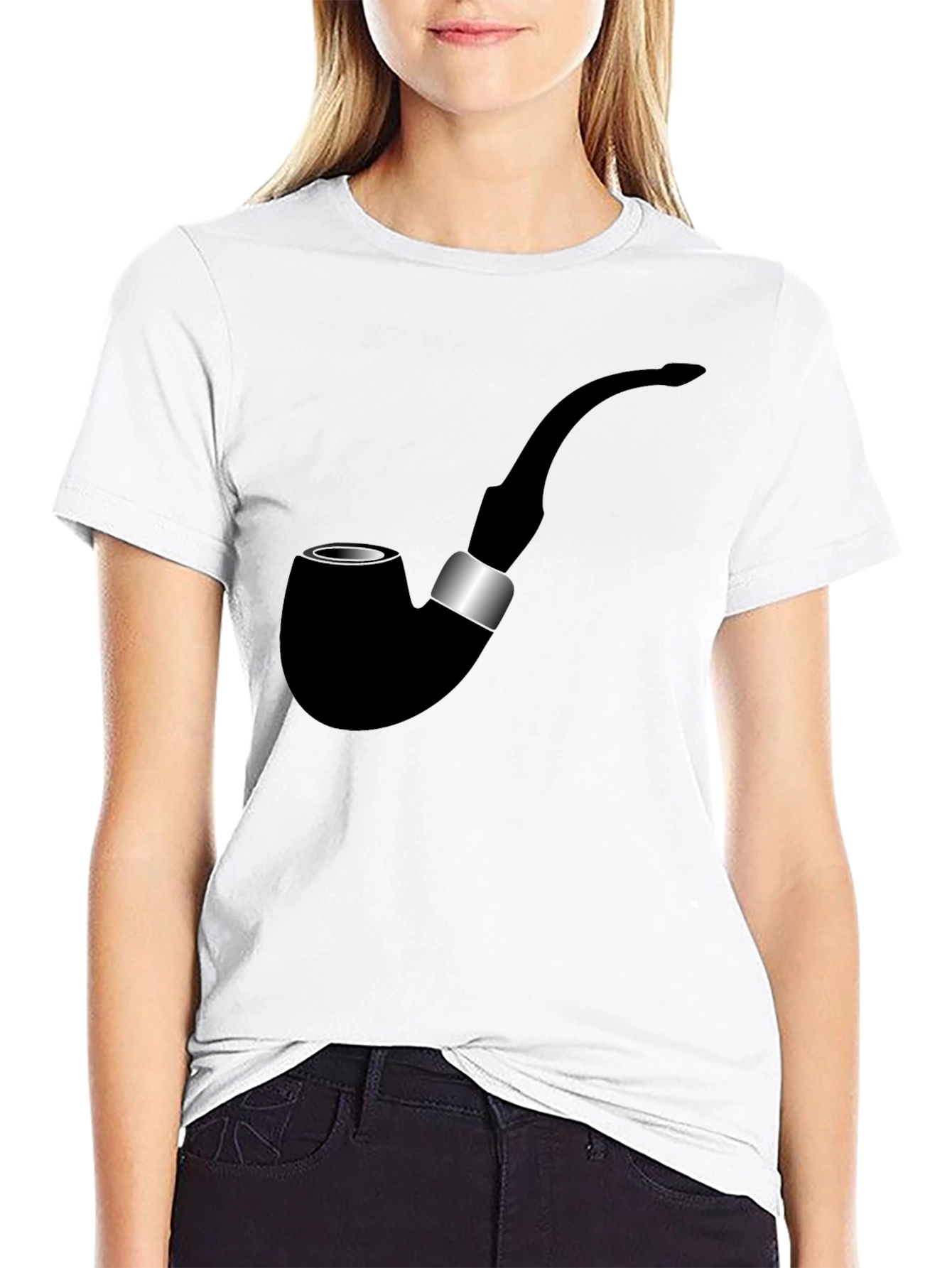 Stylish Black T-Shirt with Smoking Pipe Graphic