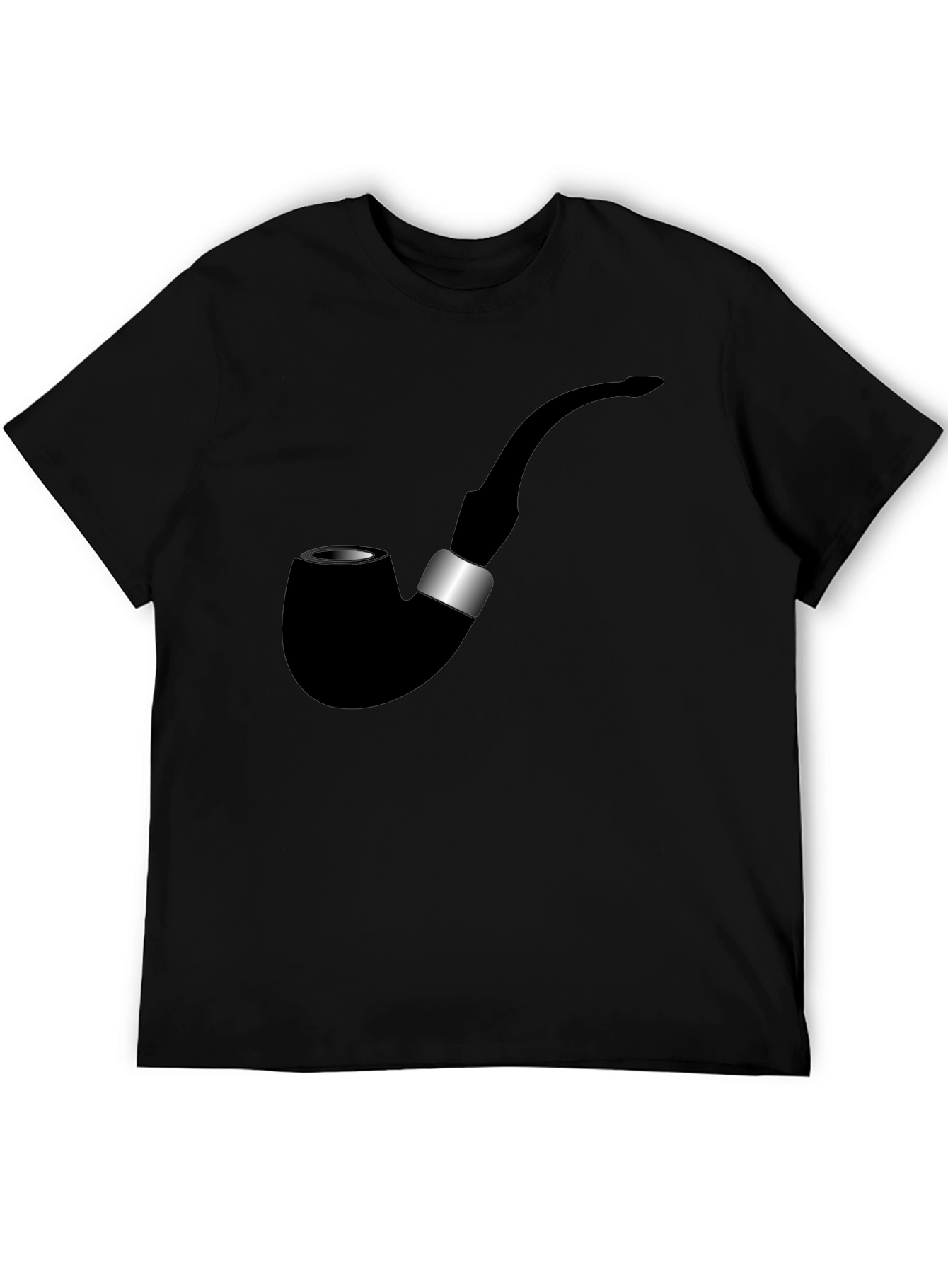 Stylish Black T-Shirt with Smoking Pipe Graphic