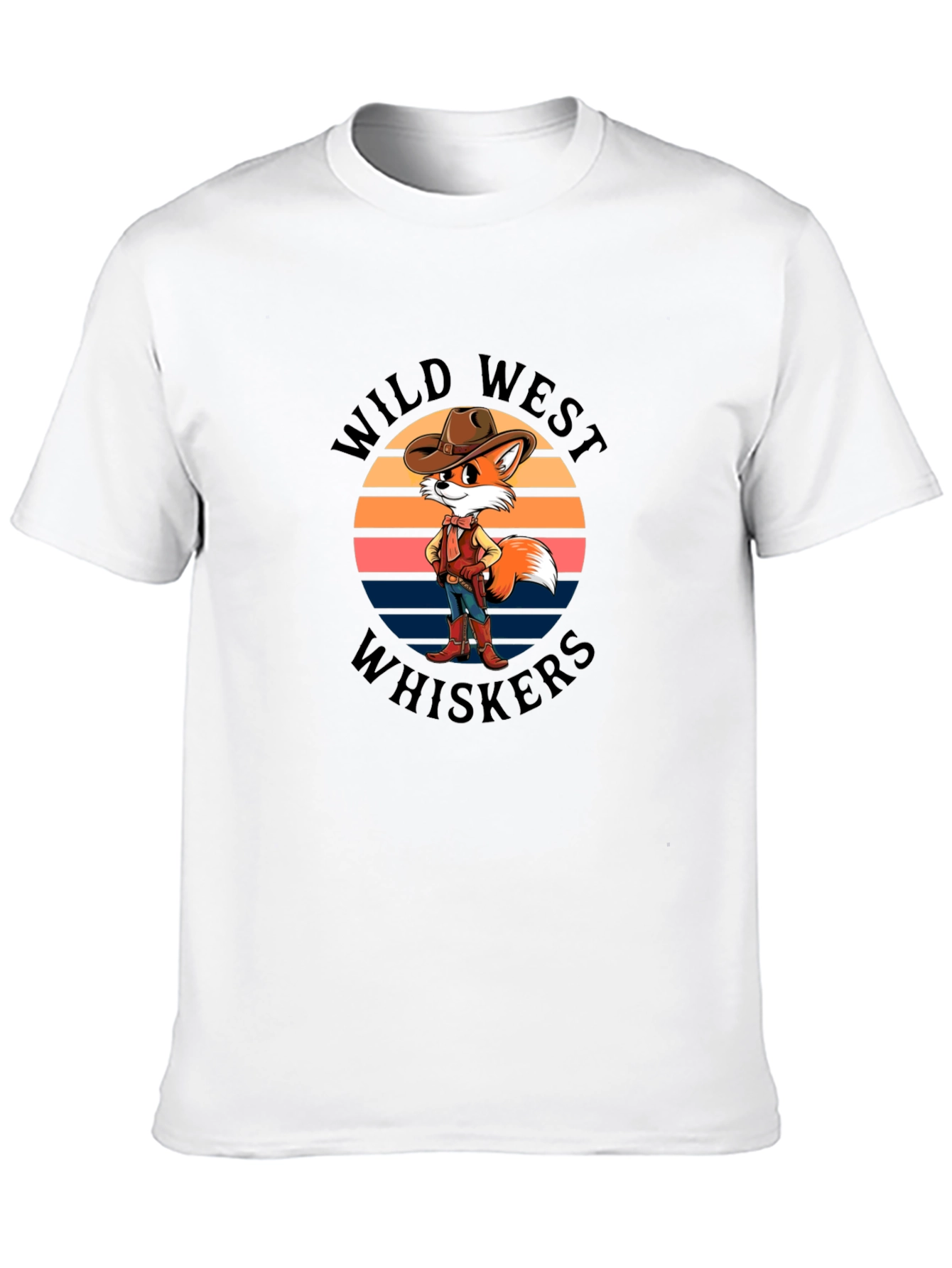Wild West Whiskers T-Shirt - Cowboy Fox Design