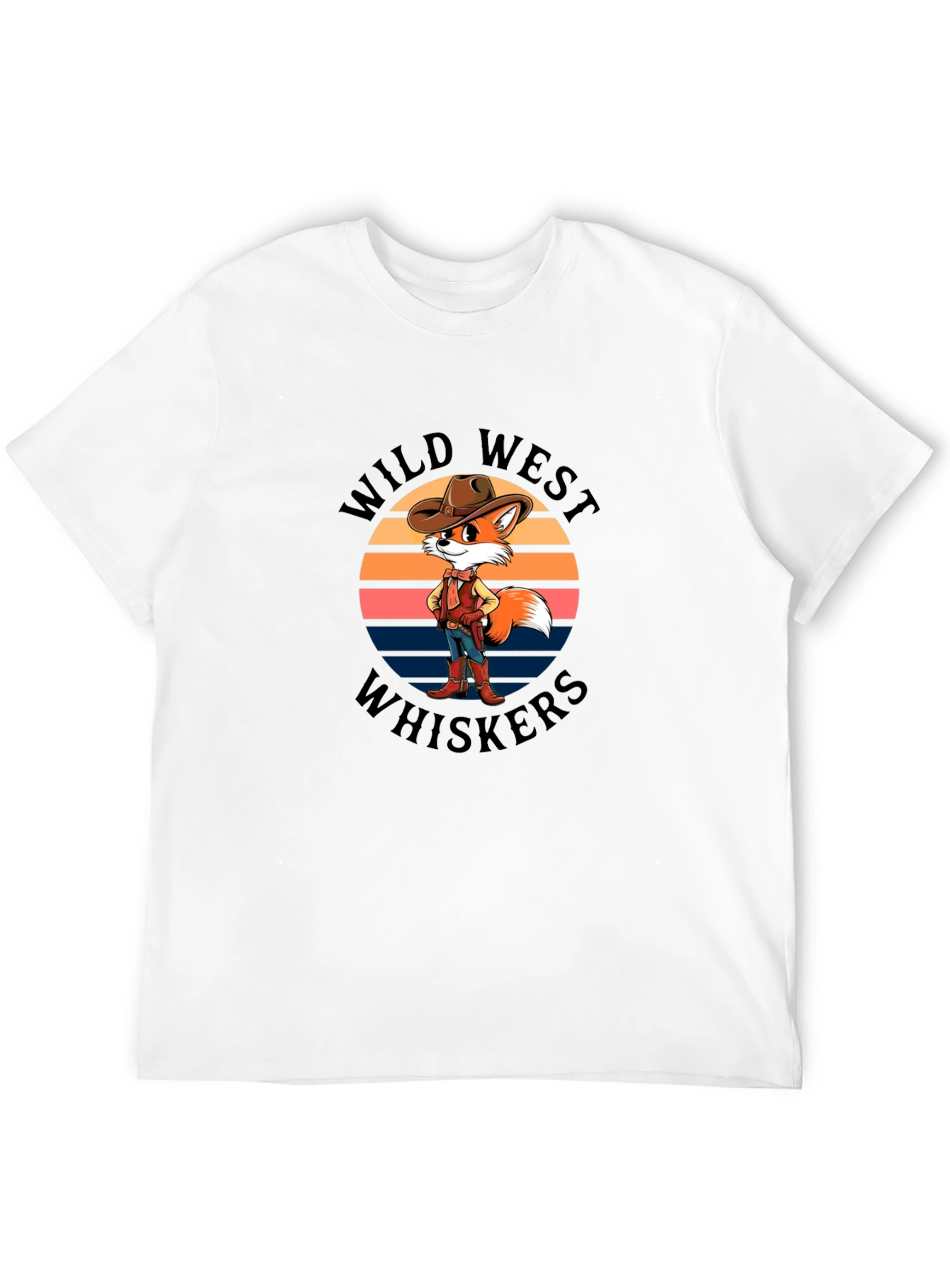 Wild West Whiskers T-Shirt - Cowboy Fox Design