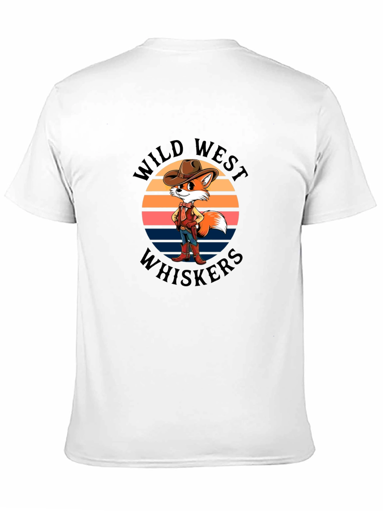 Wild West Whiskers T-Shirt - Cowboy Fox Design