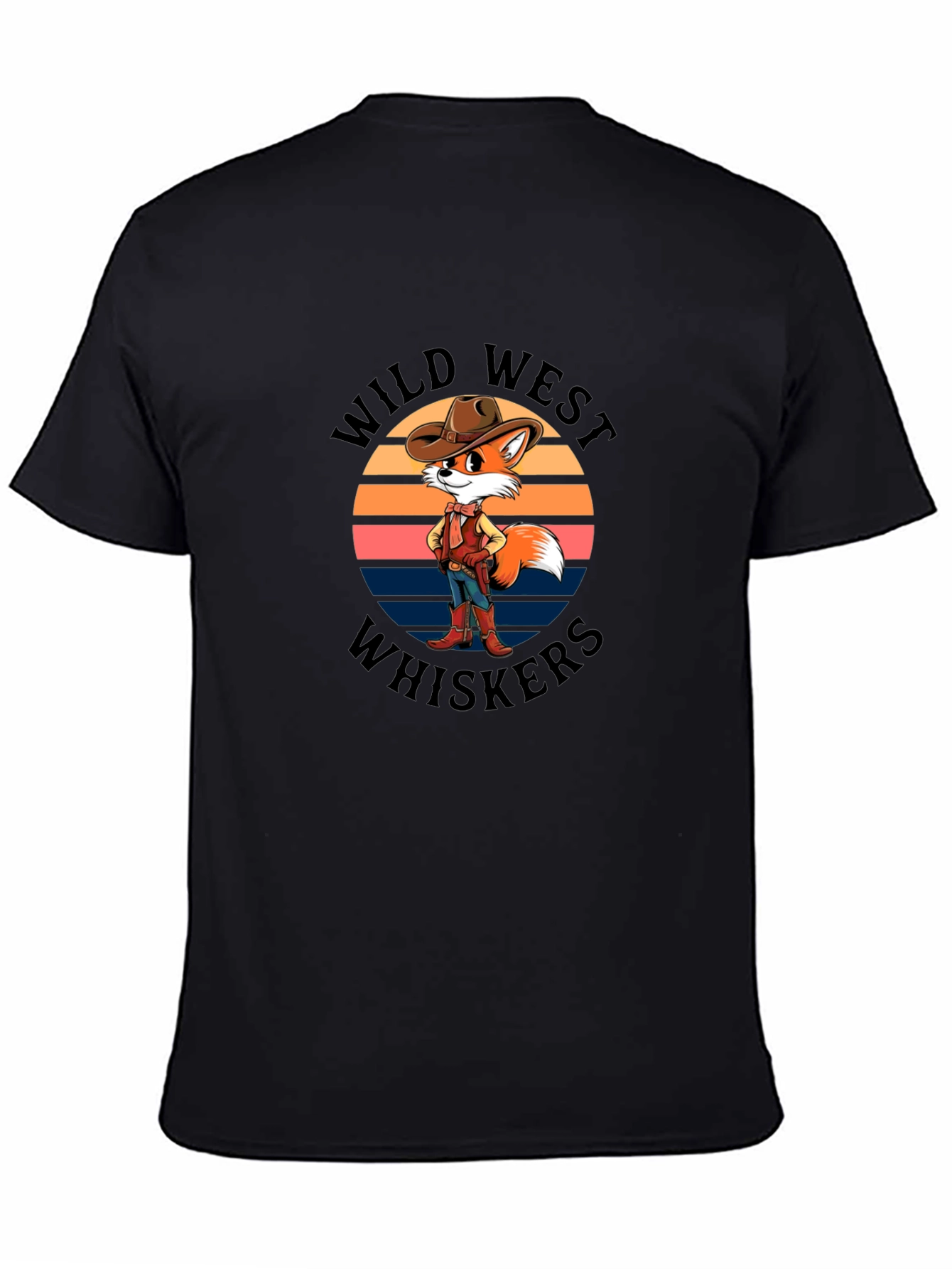 Wild West Whiskers T-Shirt - Cowboy Fox Design