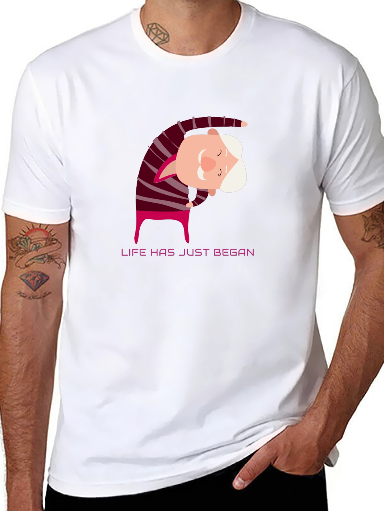 Yoga Grandpa Black T-Shirt - Life Has Just Began