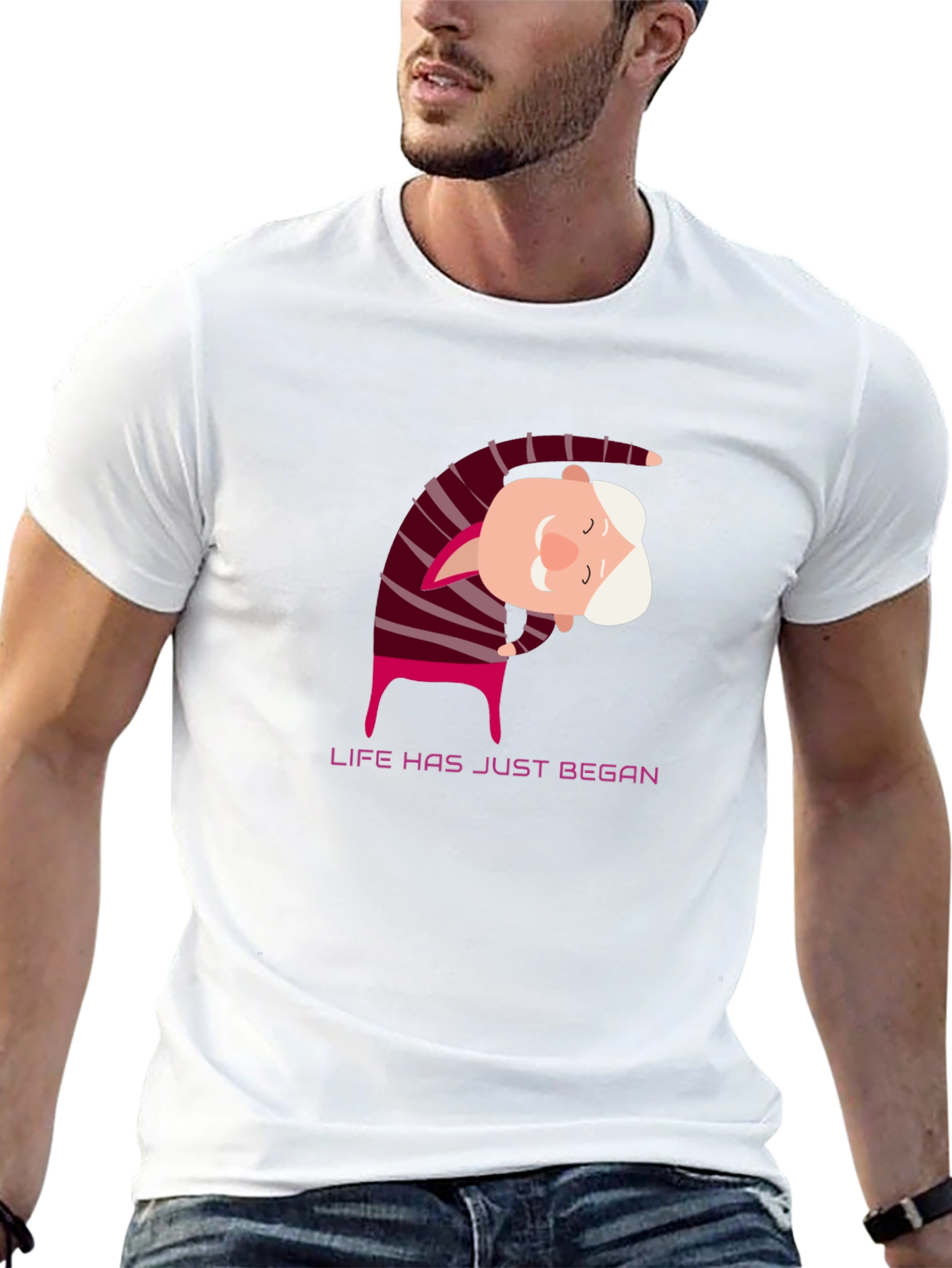 Yoga Grandpa Black T-Shirt - Life Has Just Began