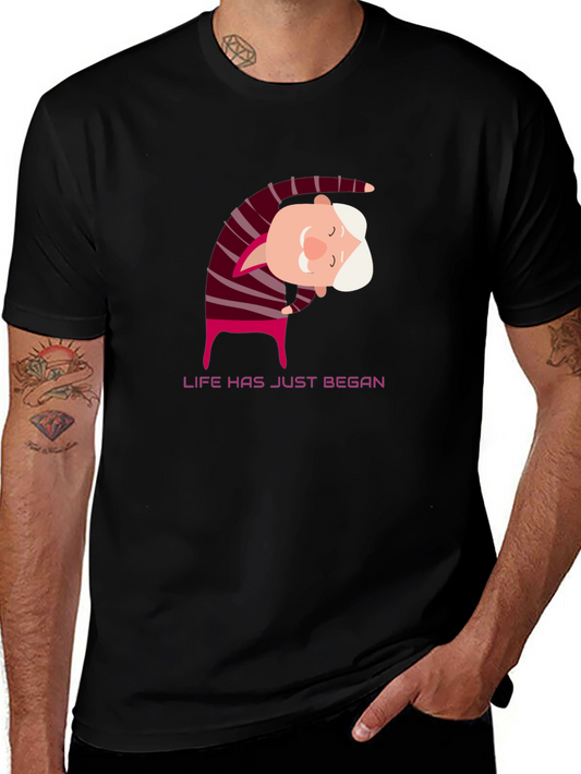 Yoga Grandpa Black T-Shirt - Life Has Just Began