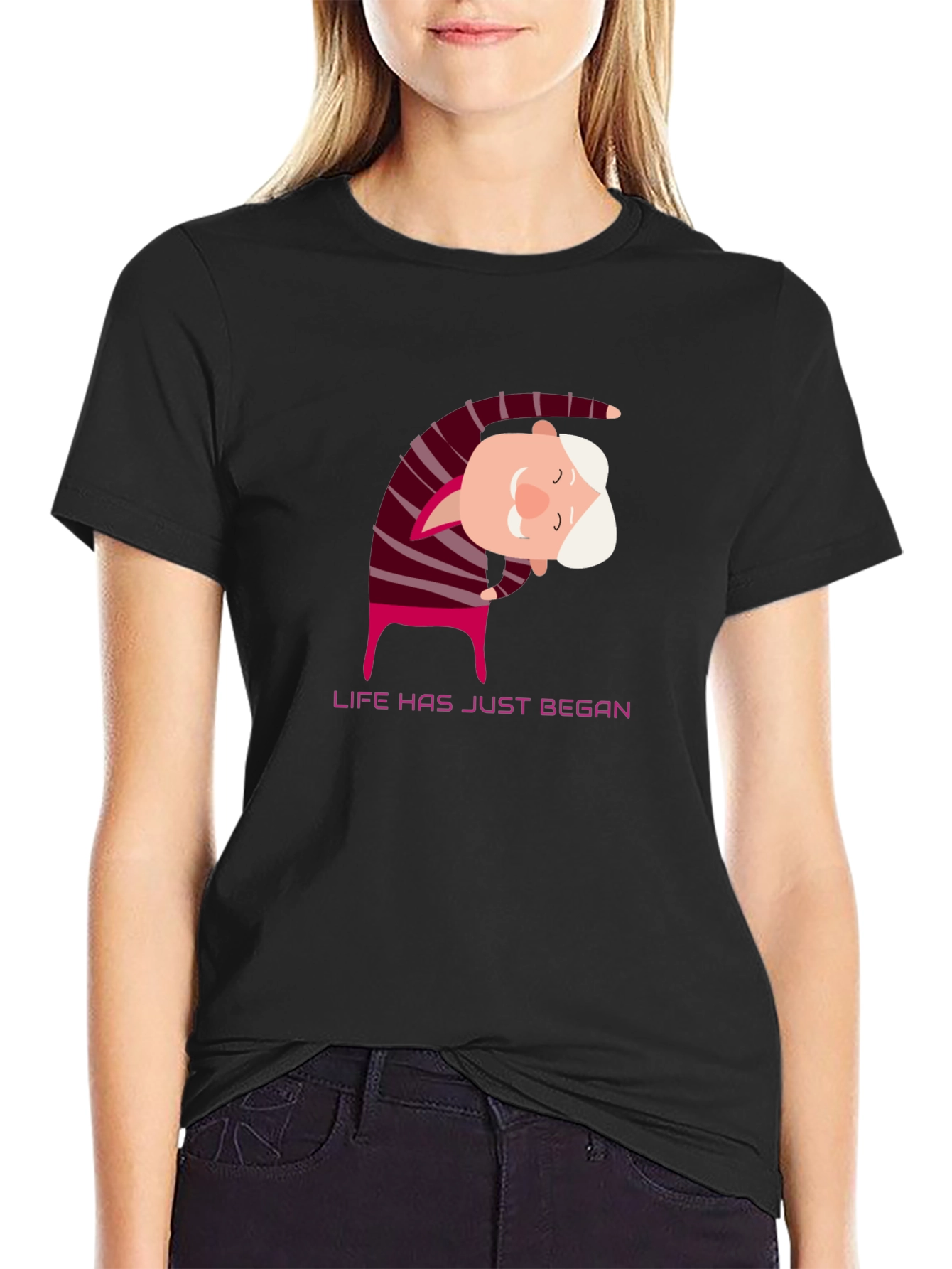 Yoga Grandpa Black T-Shirt - Life Has Just Began