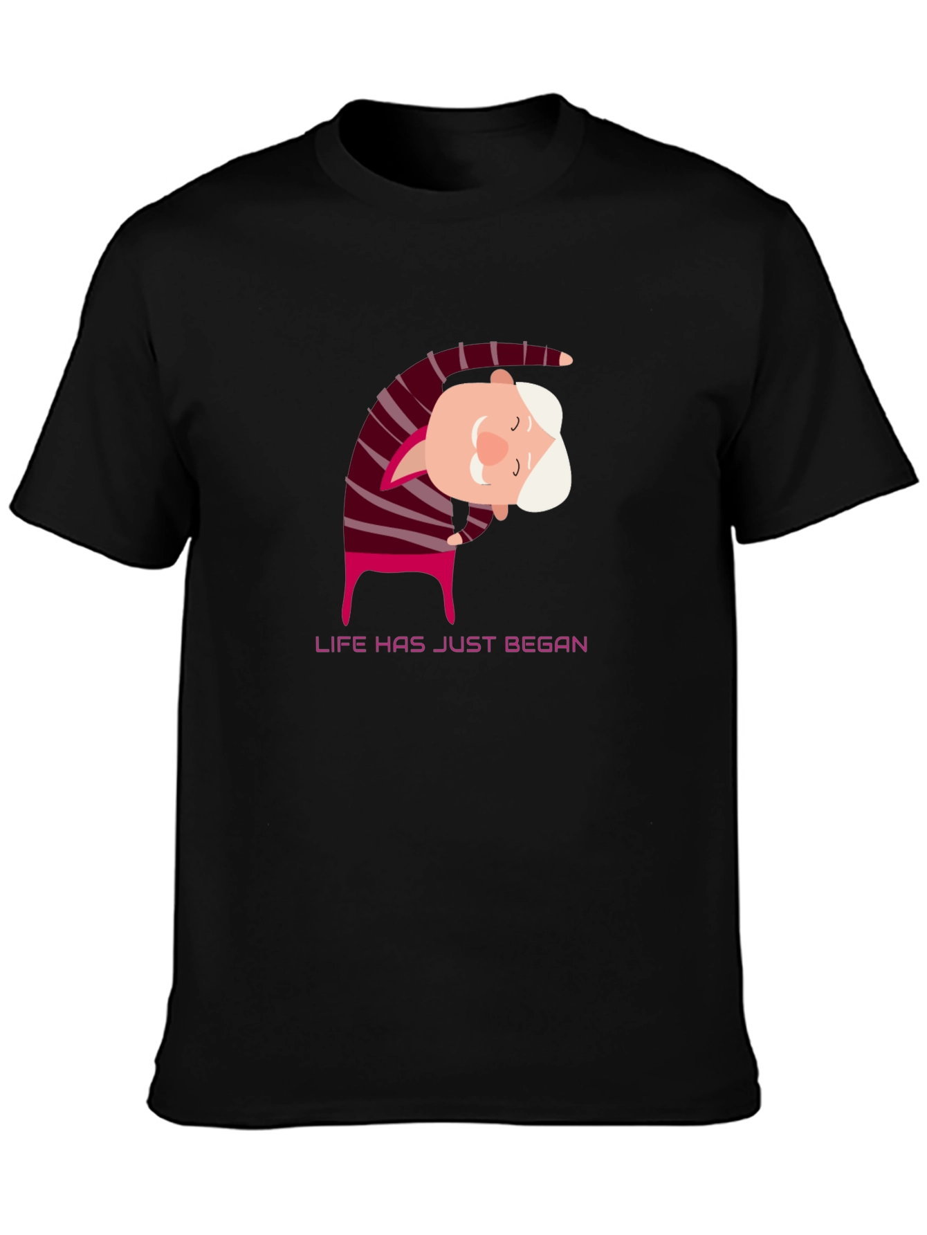 Yoga Grandpa Black T-Shirt - Life Has Just Began