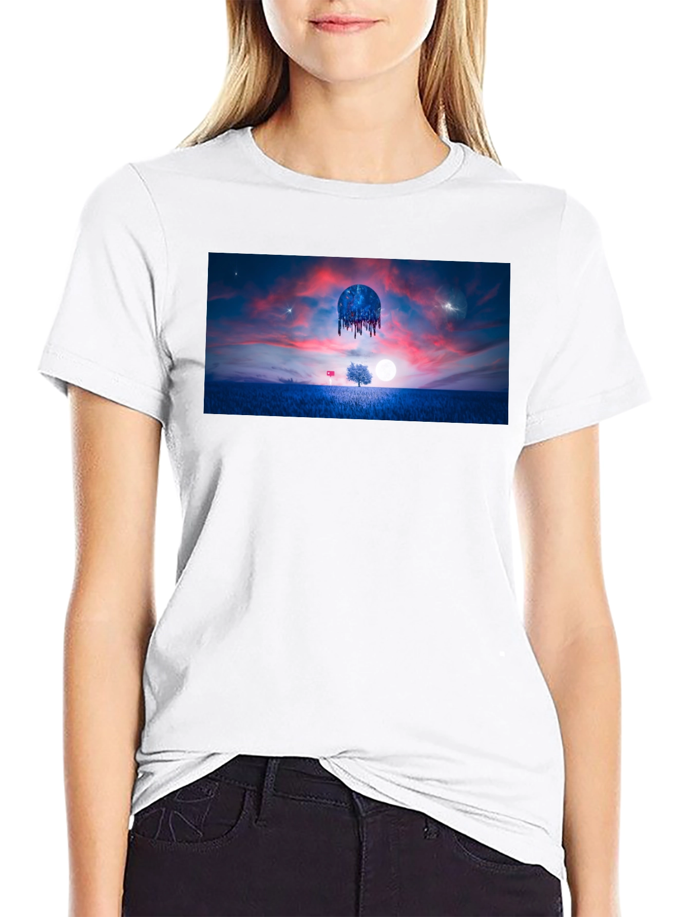 Surreal Landscape Graphic Tee - Black