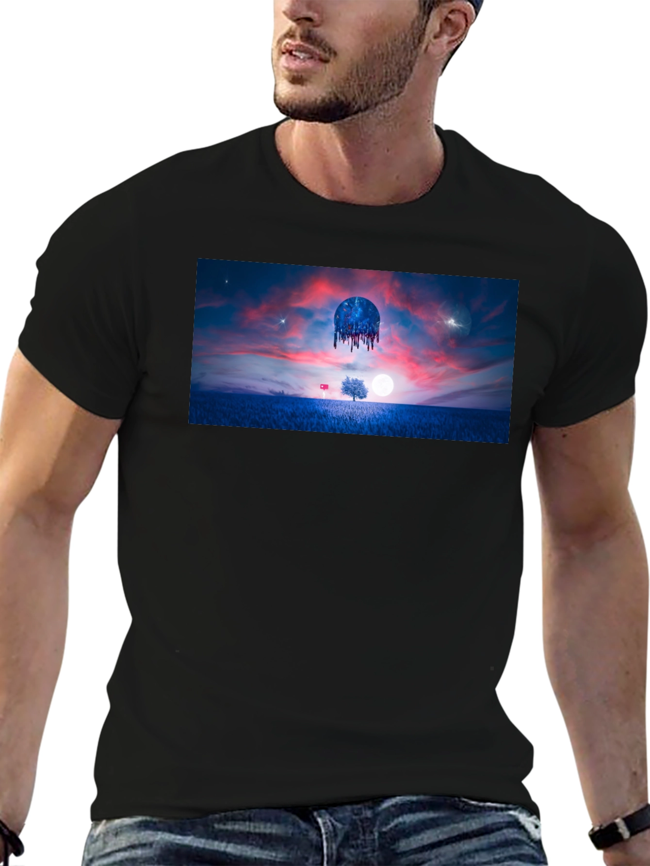 Surreal Landscape Graphic Tee - Black