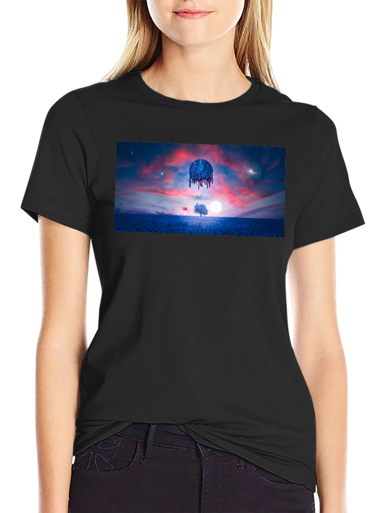 Surreal Landscape Graphic Tee - Black
